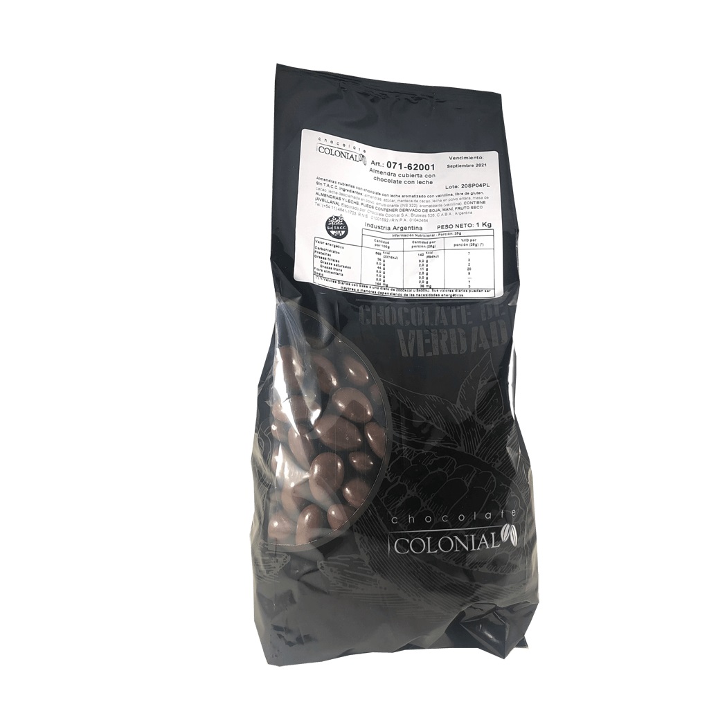 CHOC. COLONIAL ALMENDRA C/CHOC C/LECHE 1 KG