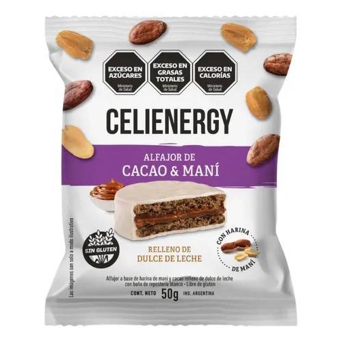 CELIENERGY ALFAJOR CACAO & MANI 12 UNID