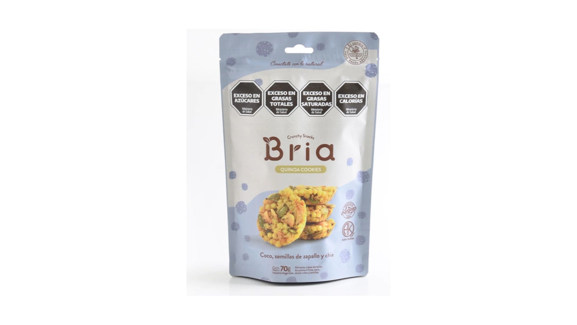 BRIA SNACK COCO, SEM DE ZAPALLO Y CHIA 70 GRS