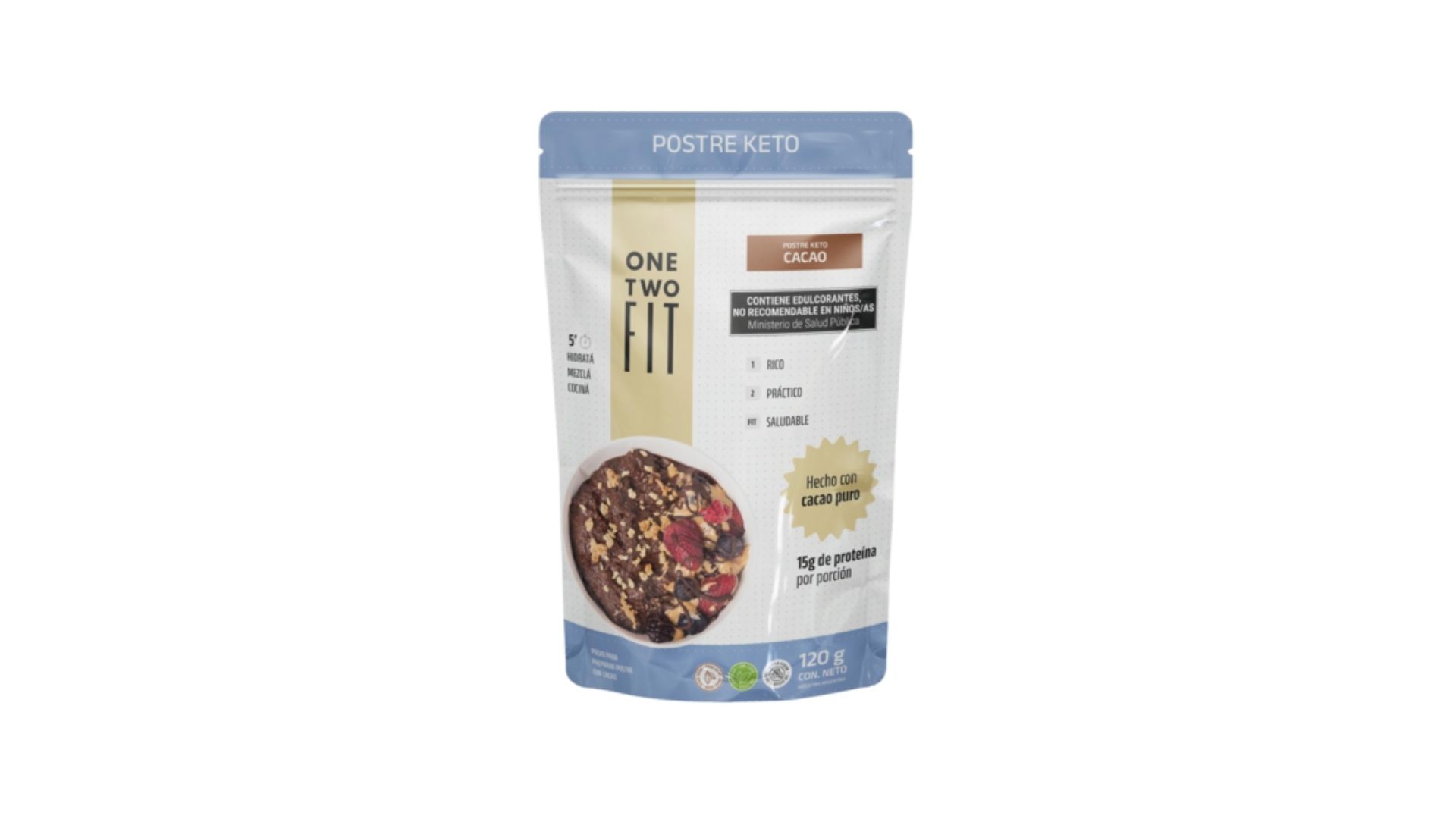 ONE TWO POSTRE KETO CACAO 120 GRS