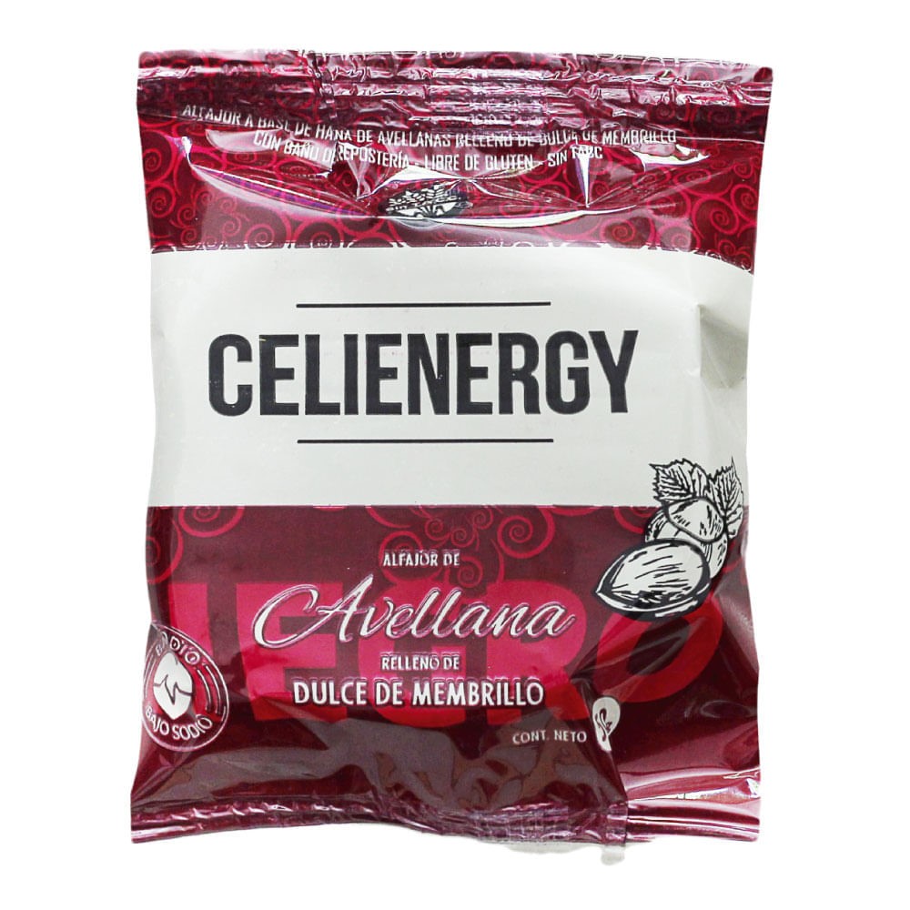 CELIENERGY ALFAJOR DE AVELLANAS CON MEMBRILLO CHOC NG 12 UNID