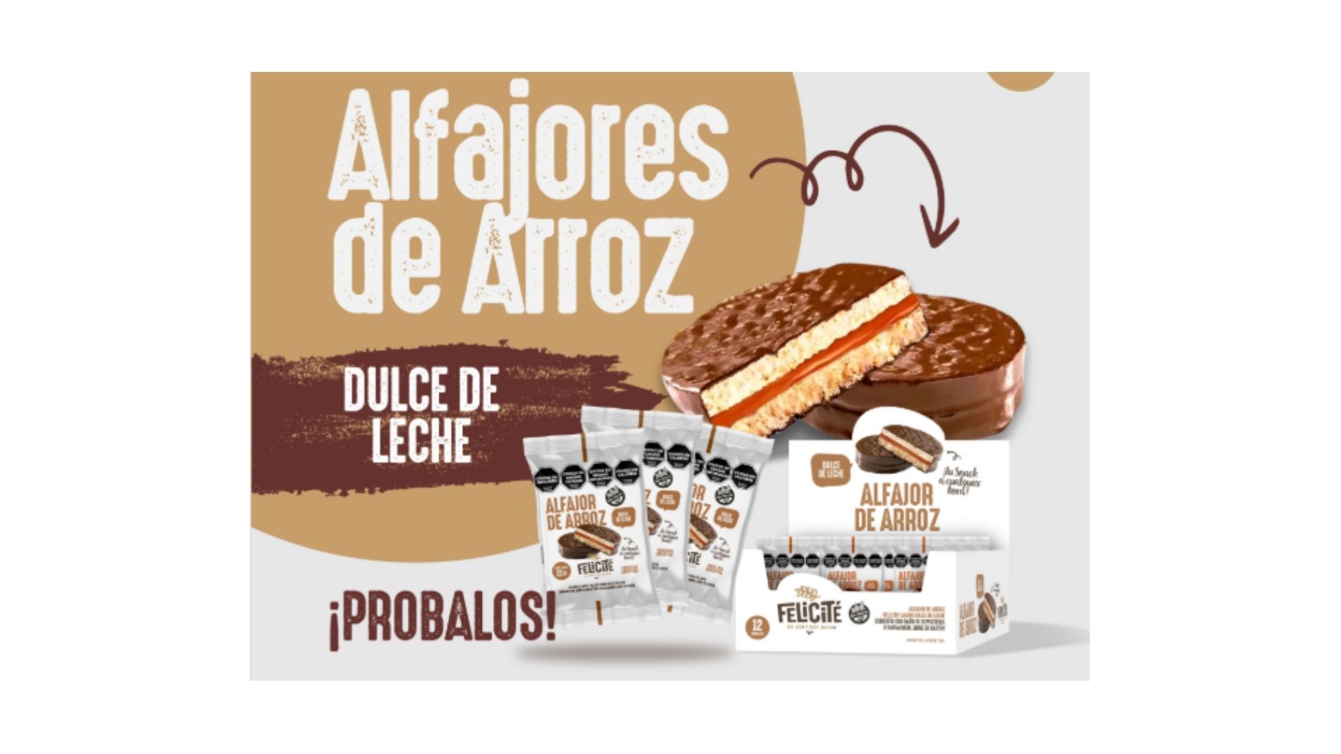 FELICITE ALFAJOR DE ARROZ DULCE DE LECHE 12 UNID