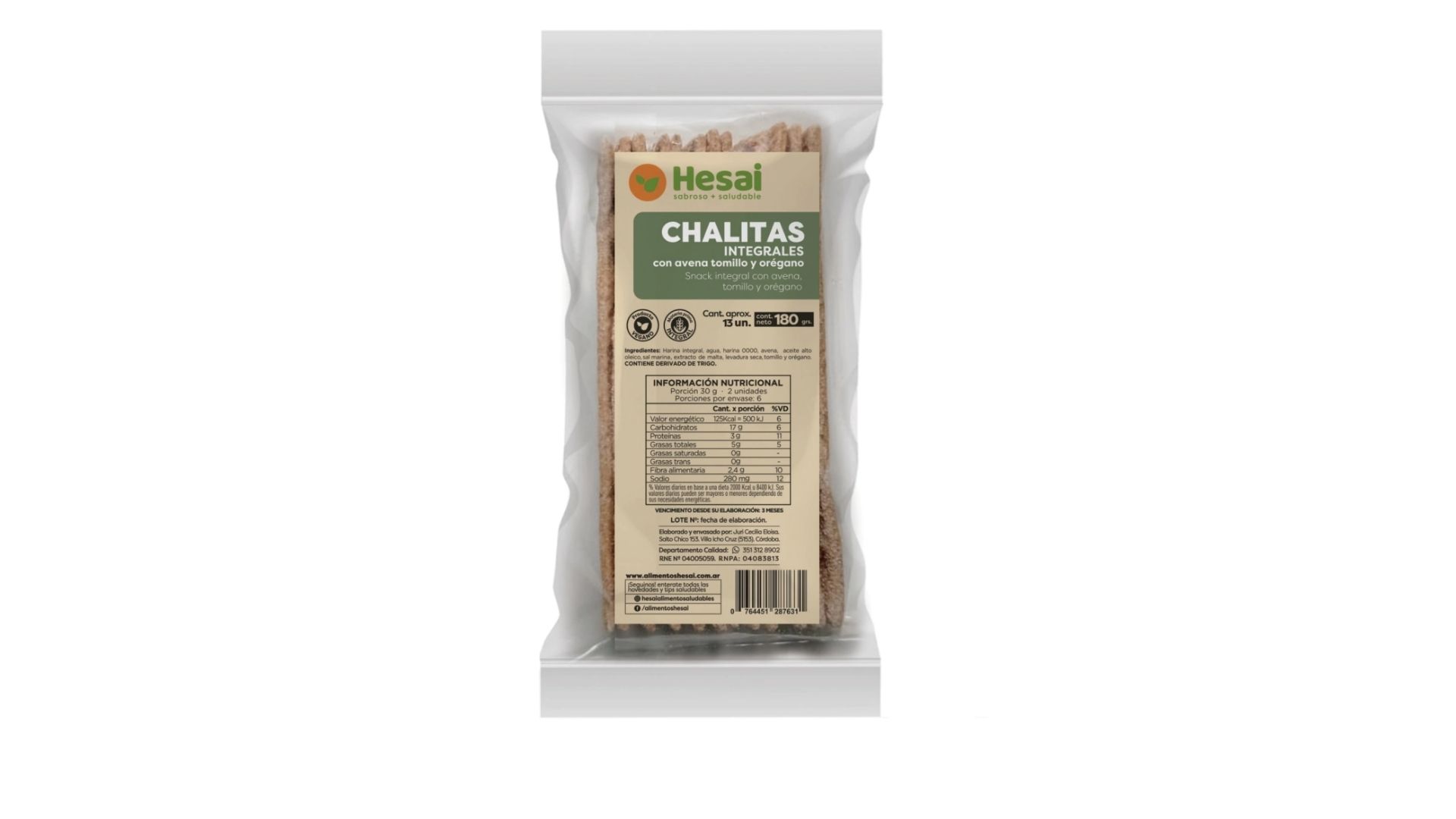 HESAI CHALITAS INTEG TOMILLO Y OREGANO 180 GRS