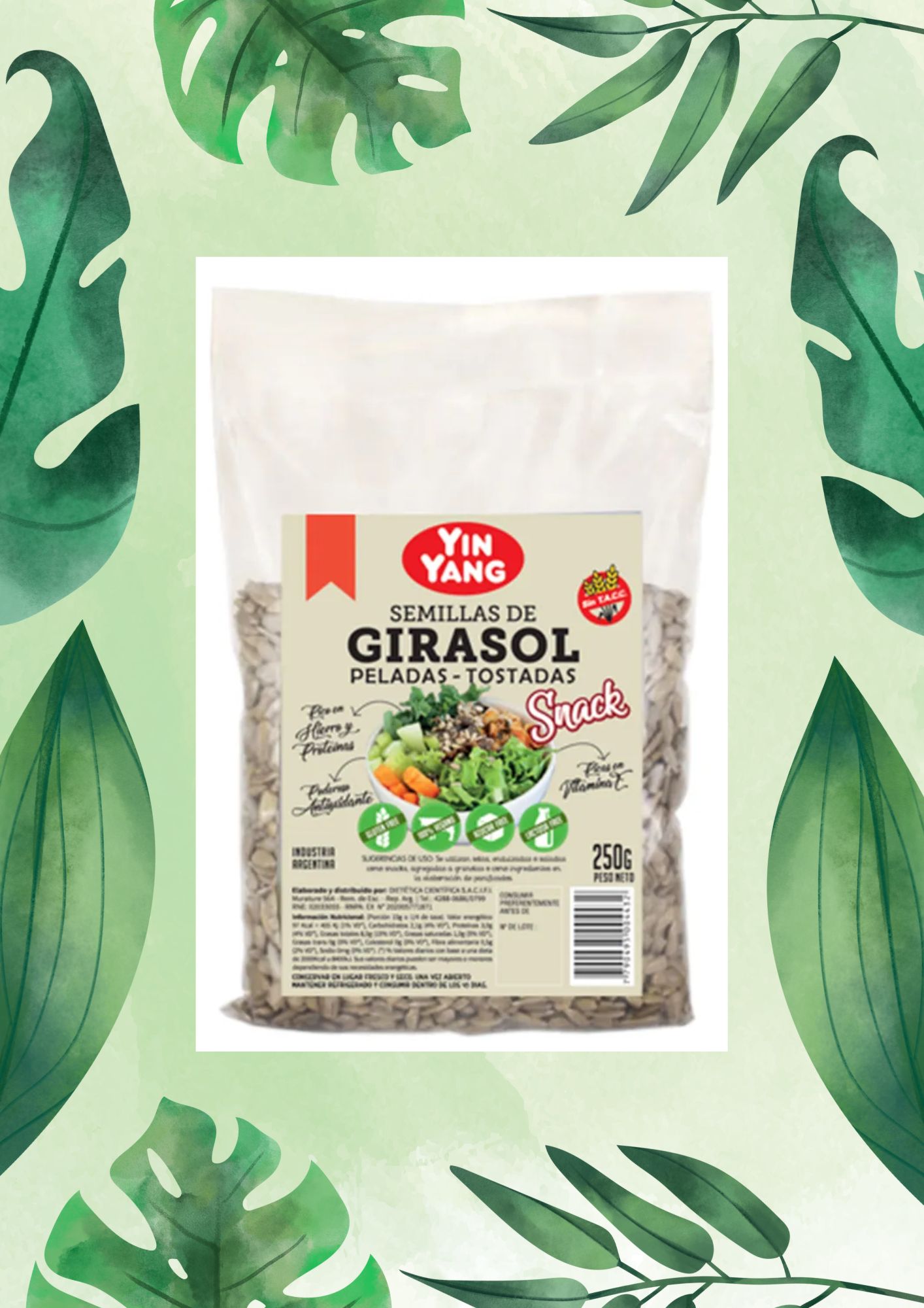 YIN YANG SEMILLAS DE GIRASOL PELADAS 250 GRS