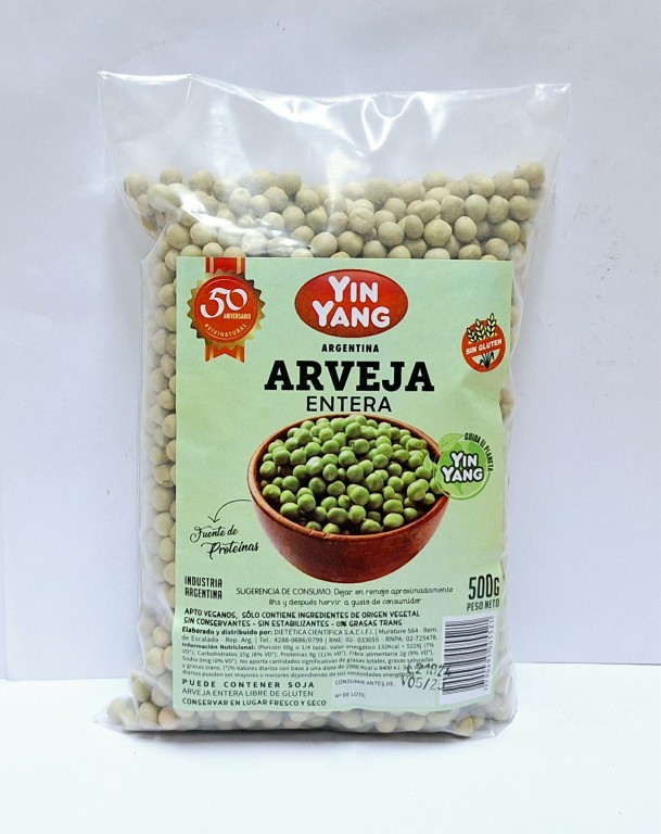 YIN YANG ARVEJAS ENTERAS 500 GRS