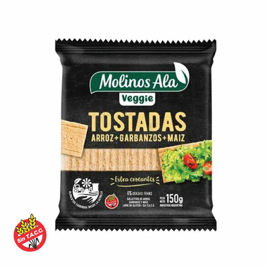 MOLINOS ALA TOSTADAS VEGGIE ARROZ + GARBANZOS + MAIZ 150 GRS