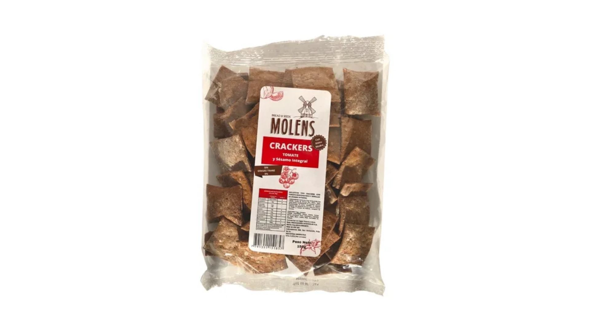 MOLENS CRACKERS TOMATE Y SESAMO INTEG 150 GRS