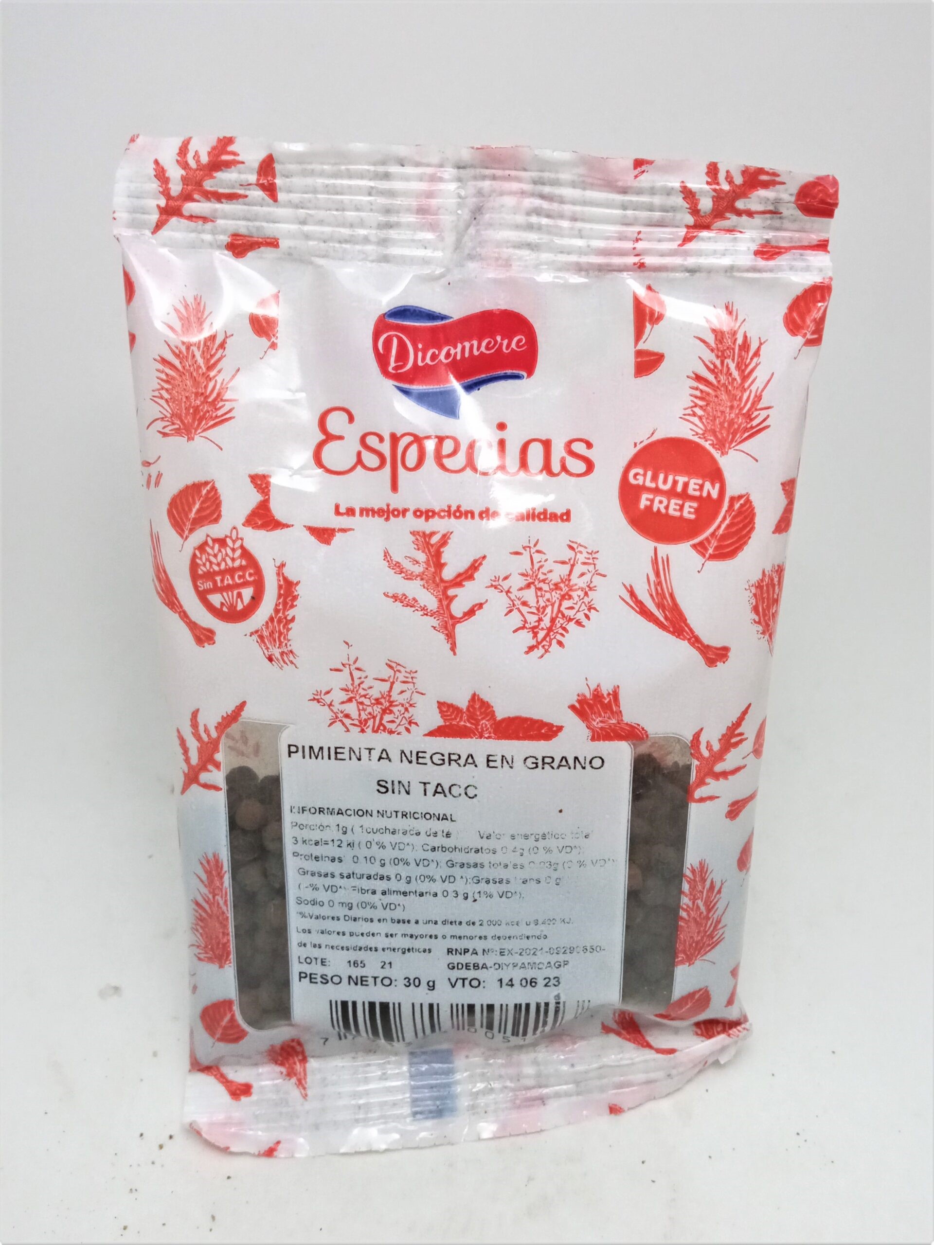 DICOMERE PIMIENTA NEGRA EN GRANO 30 GRS