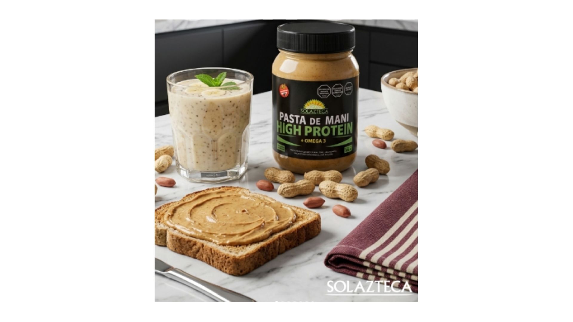 SOL AZTECA PASTA DE MANI HIGH PROTEIN 360 GRS