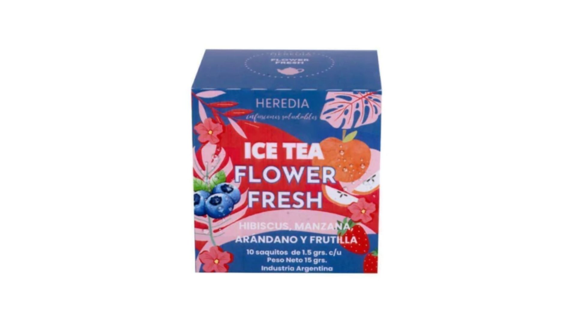 HEREDIA ICE TEA FLOWER FRESH HIBISCUS, MANZANA, ARANDANO Y FRUTILLA 10 SAQ