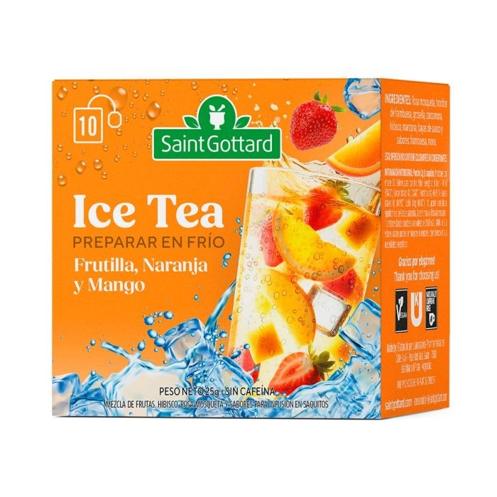SAINT GOTTARD ICE TEA FRUTILLA, NARANJA Y MANGO 10 SAQ
