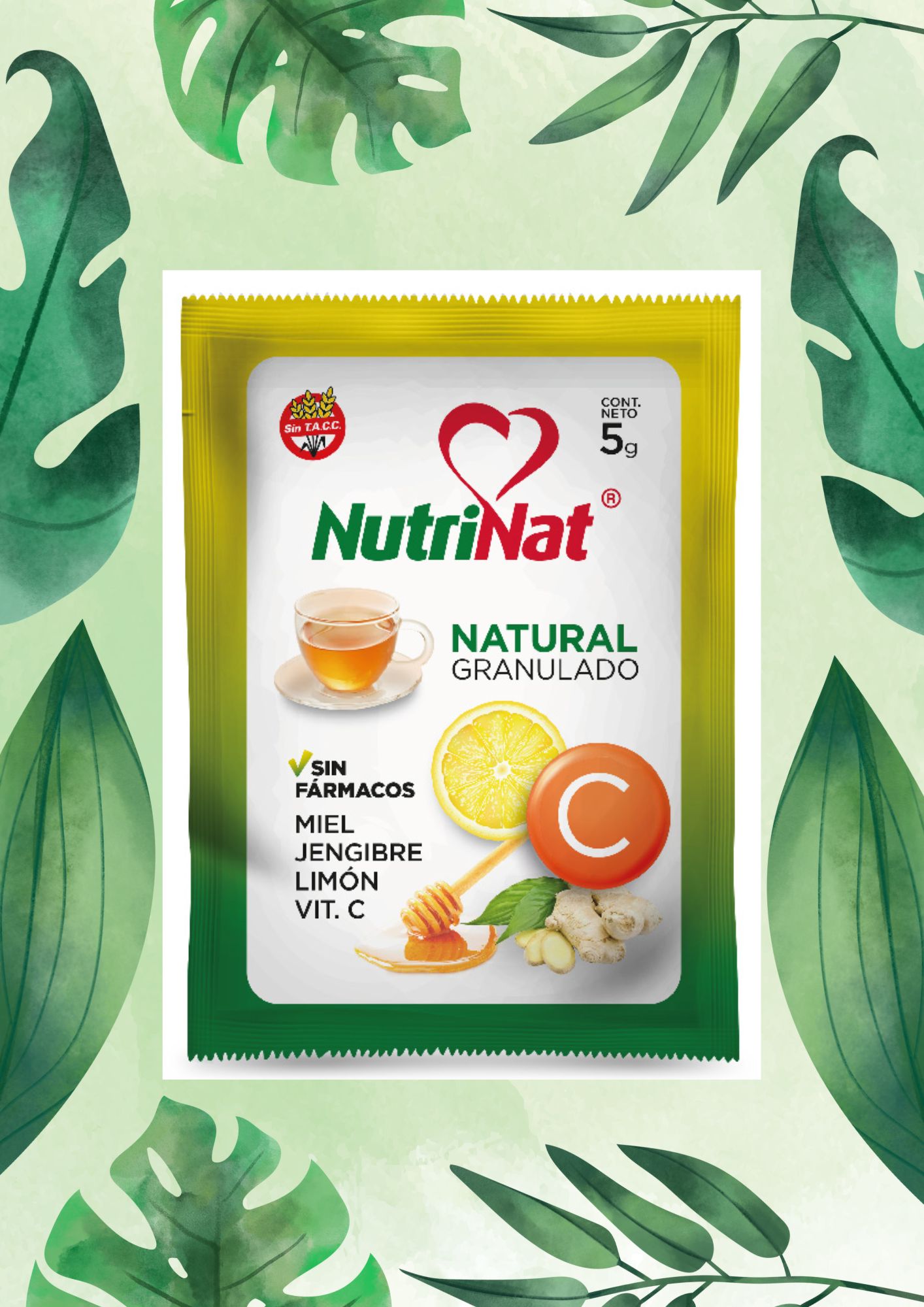 NUTRINAT TE NATURAL GRANULADO MIEL LIMON JING Y VIT C 40 SOB
