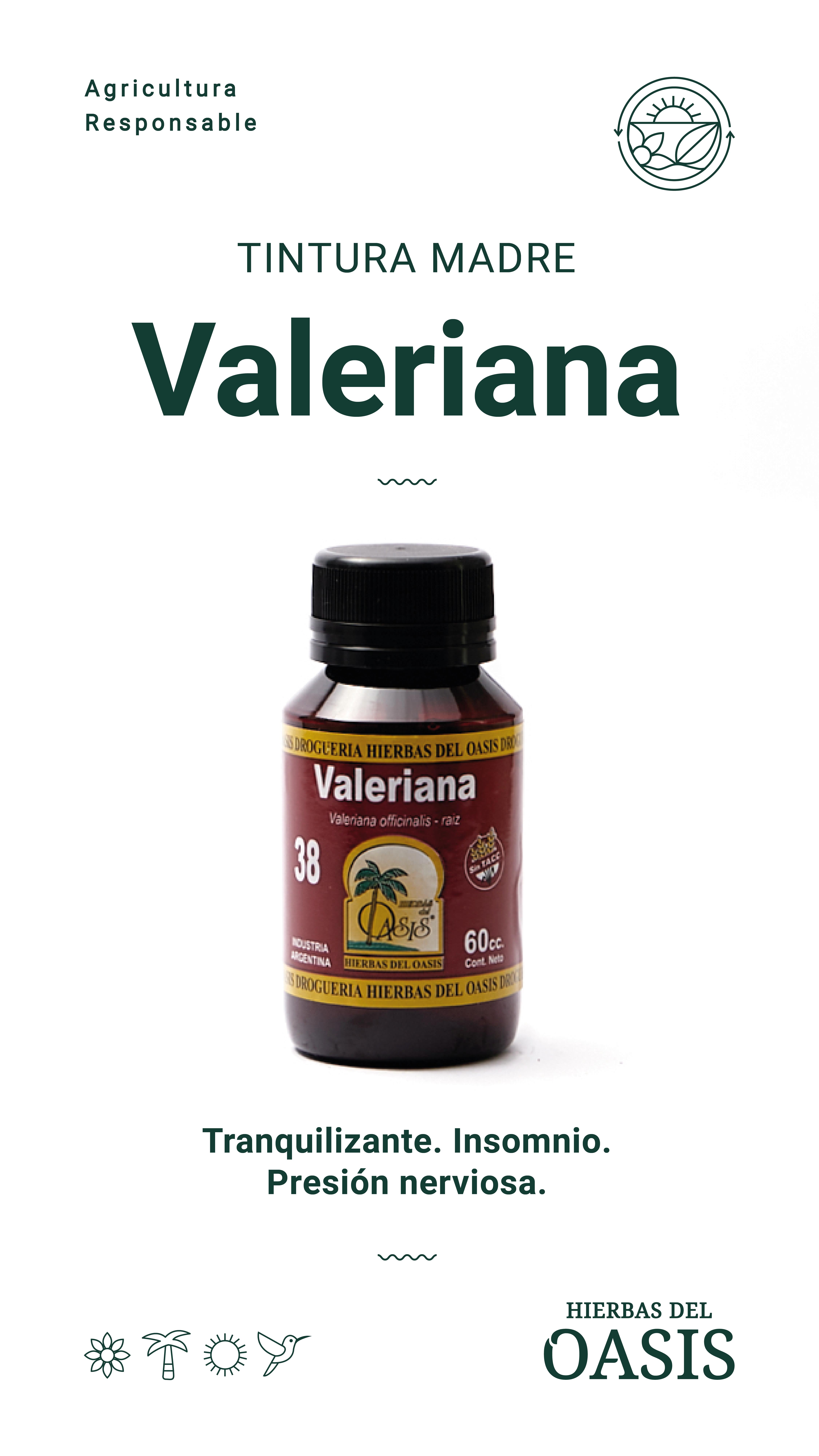 Hierbas Del Oasis TINTURA MADRE Nº 38 VALERIANA 60 cc
