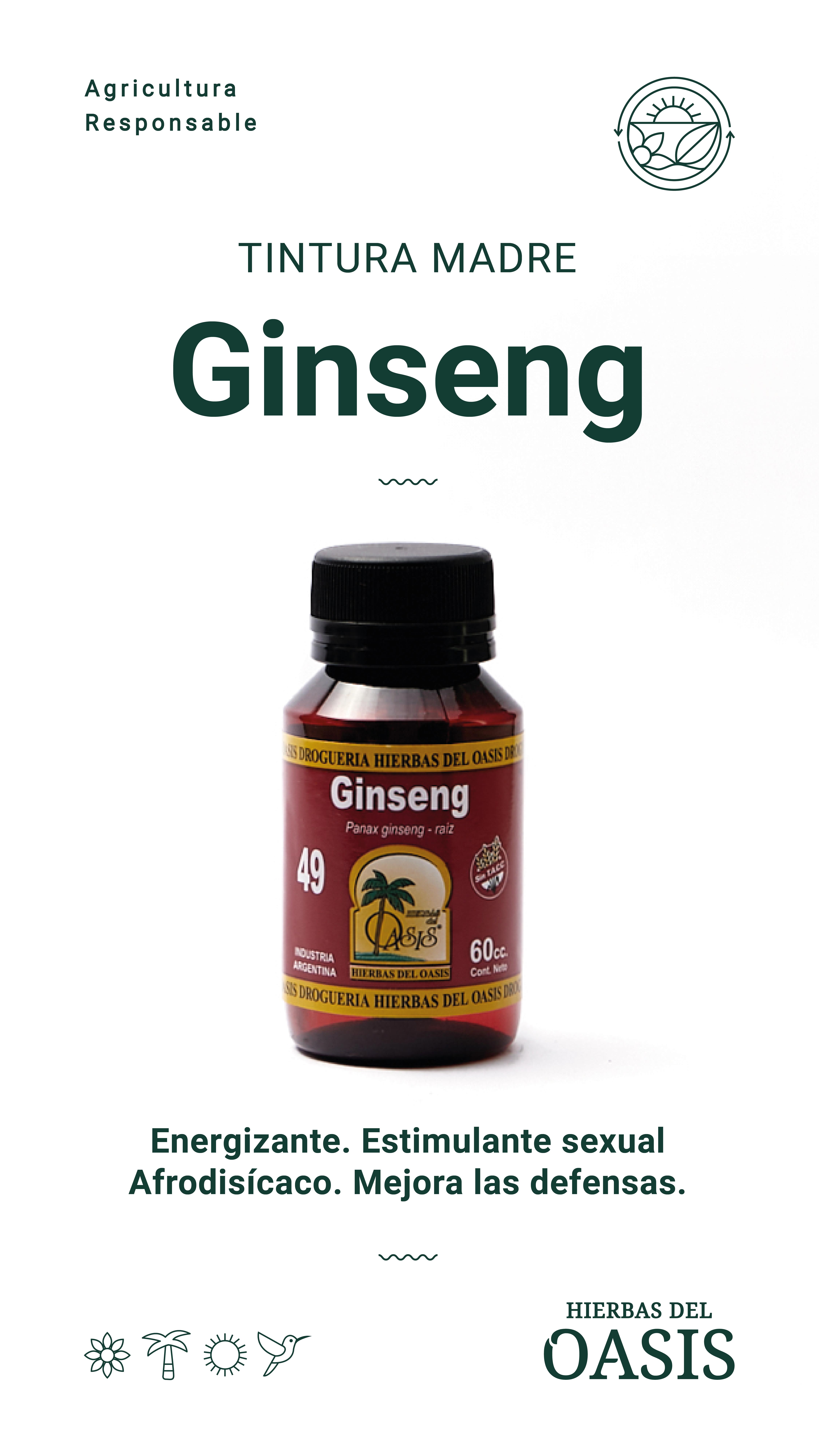 Hierbas Del Oasis TINTURA MADRE N°49 GINSENG 60 cc