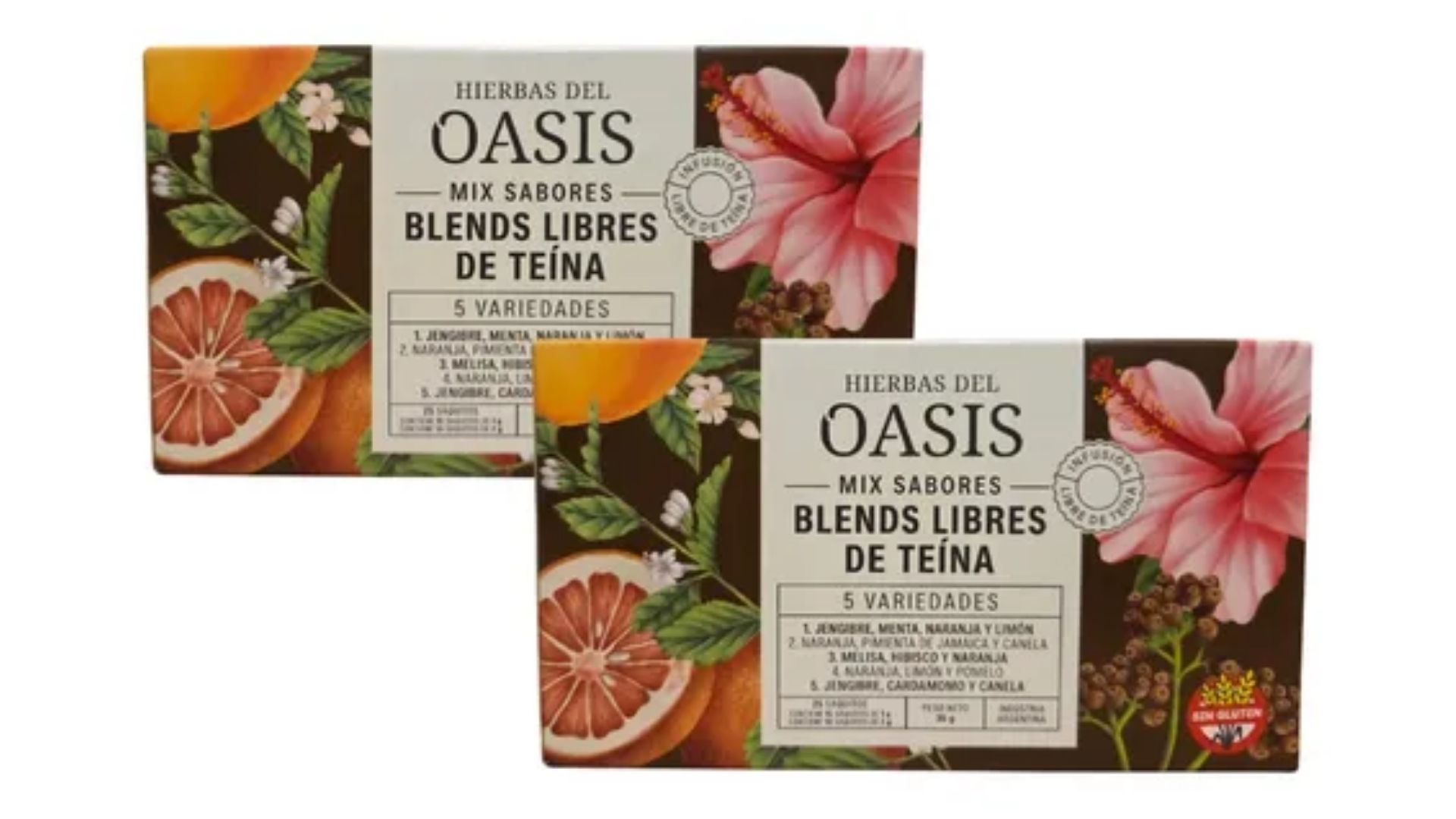 HIERBAS DEL OASIS MIX SABORES BLENDS LIBRES DE TEINA 25 SAQ
