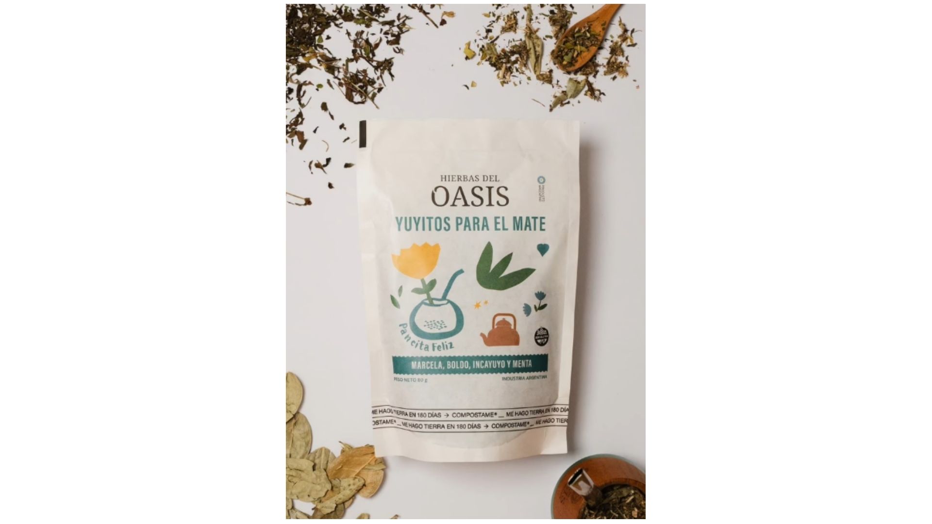 HIERBAS DEL OASIS YUYITOS PARA EL MATE PANCITA FELIZ 80 GRS