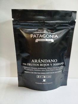 Patagonia TE ARANDANO CON FRUTOS ROJOS Y NARANJA ziploc  50GR