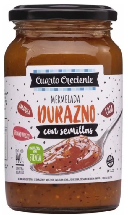CUARTO CRECIENTE MERMELADA DURAZNO CON SEMILLAS 400 GRS