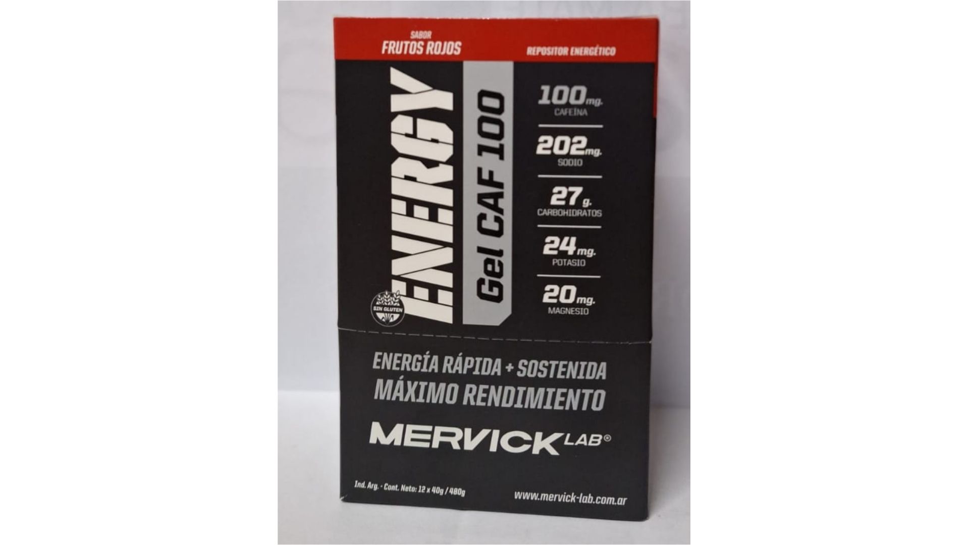 MERVICK ENERGY GEL CAFEINA FRUTOS ROJOS 12 UNID
