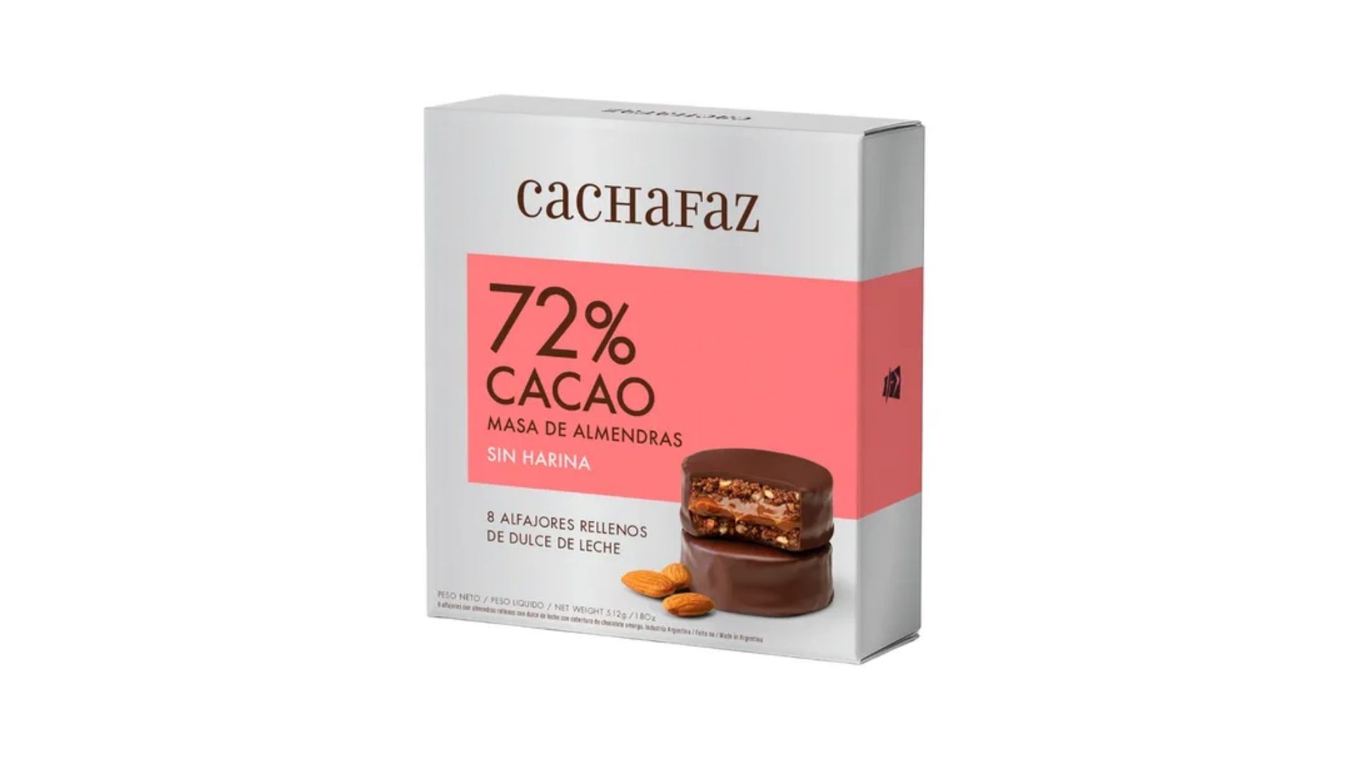 CACHAFAZ ALFAJOR 72 % CACAO 8 UNID