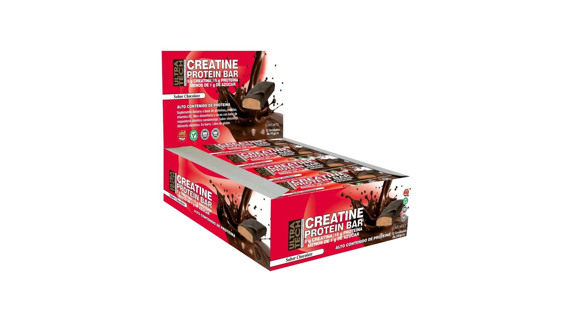 ULTRA TECH CREATINE PROTEIN BAR CHOCOLATE 12 UNID