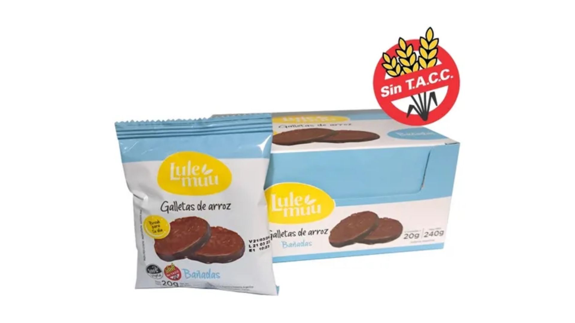 Lulemuu GALLETITAS ARROZ BAÑADAS C/CHOCO 12 unid
