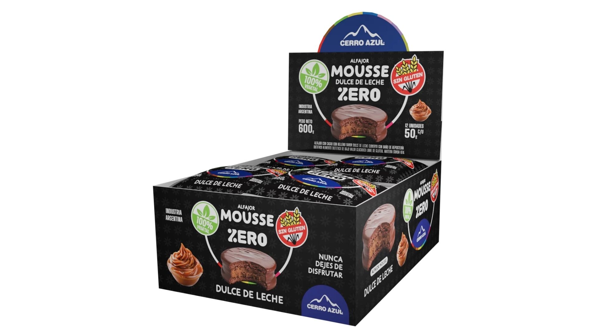CERRO AZUL ALFAJOR MOUSSE DULCE DE LECHE ZERO 12 UNID