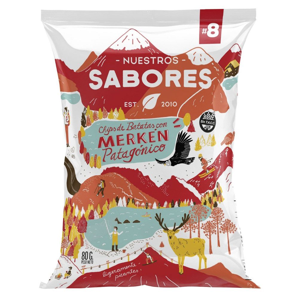 NUESTROS SABORES CHIPS BATATA CON MERKEN 80 GRS
