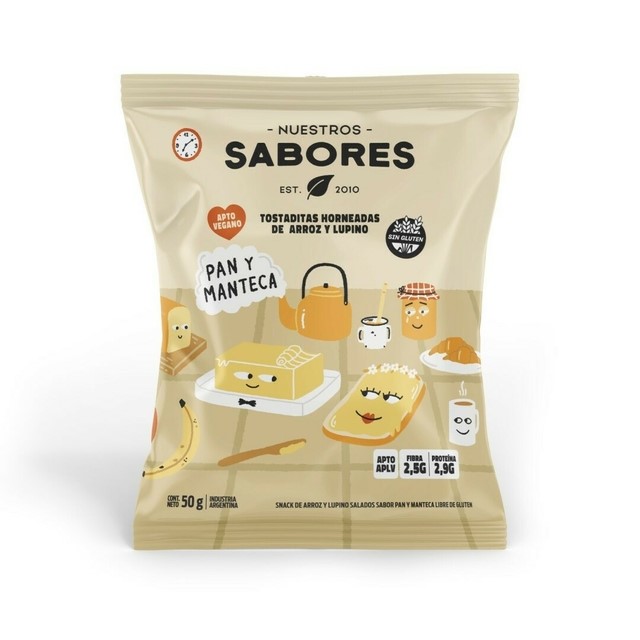 NUESTROS SABORES TOSTADITAS PAN Y MANTECA 50 GRS