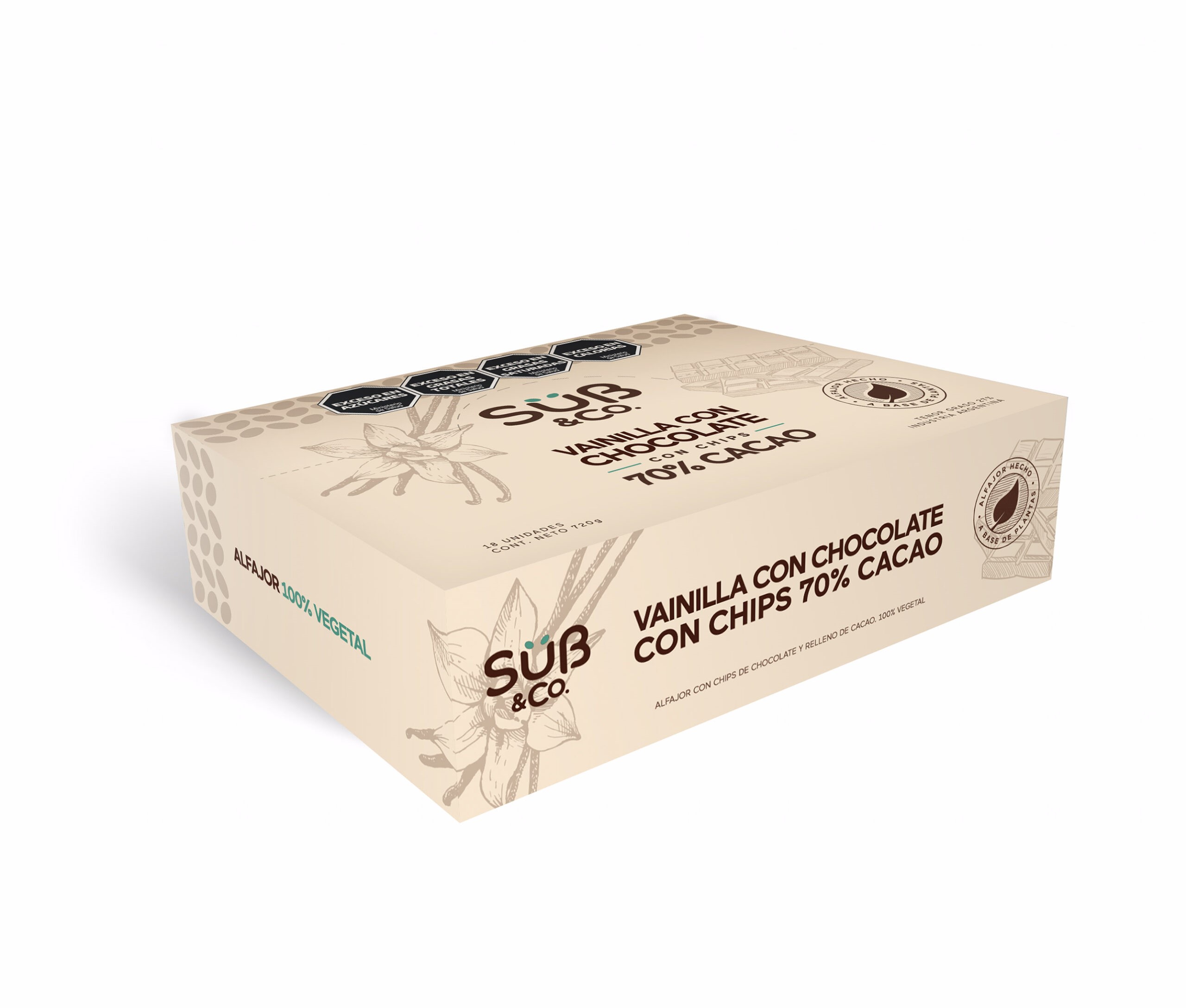 SUB&CO ALFAJOR VAINILLA CON CHOCOLATE 18 UNID