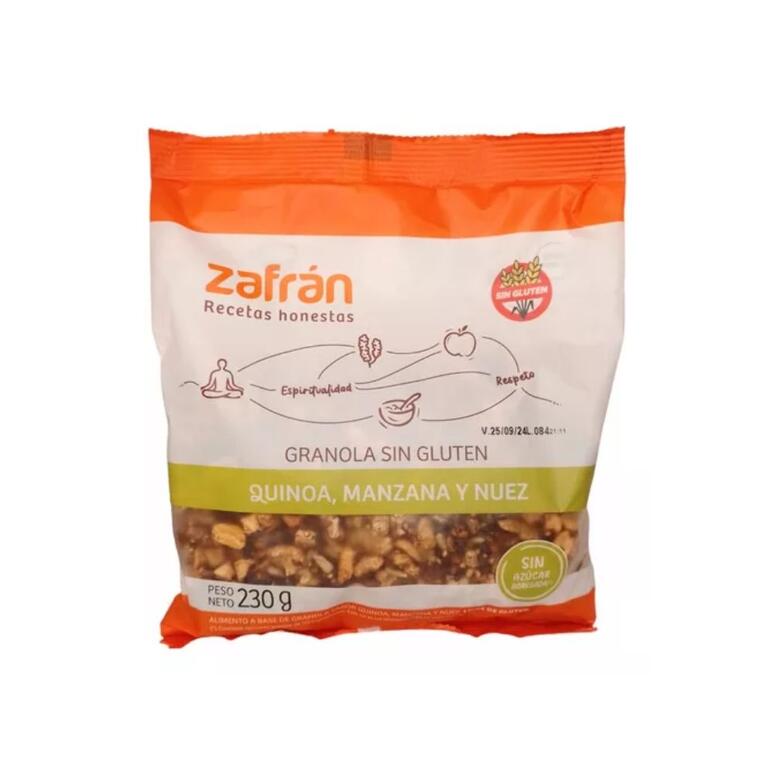 ZAFRAN GRANOLA QUINOA, MZN Y NUEZ S/AZUCAR 230 GRS