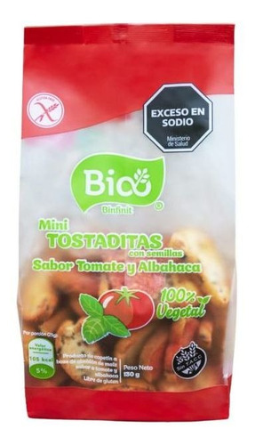 BIOO MINITOSTADITAS TOMATE Y ALBAHACA 130 GRS