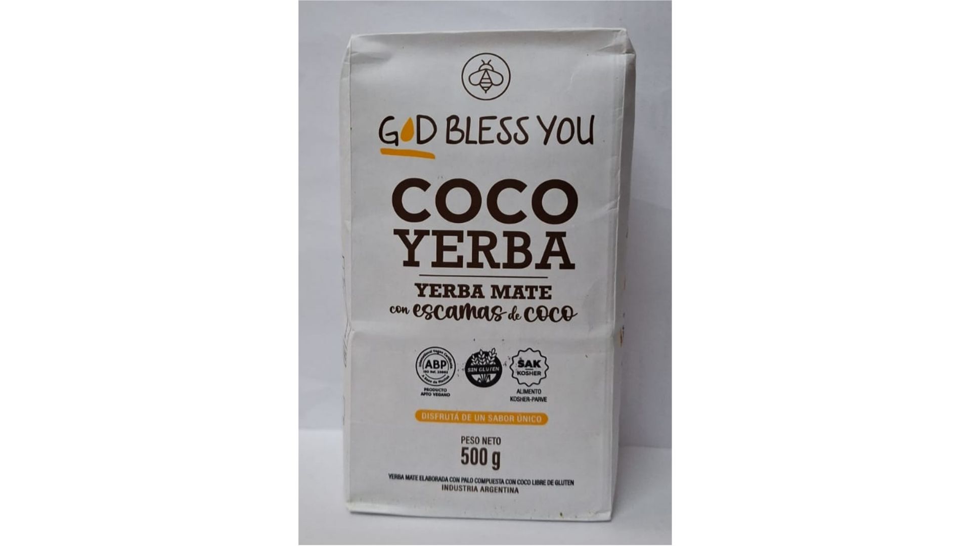 GOD BLESS YOU YERBA MATE CON COCO EN ESCAMAS 500 GRS
