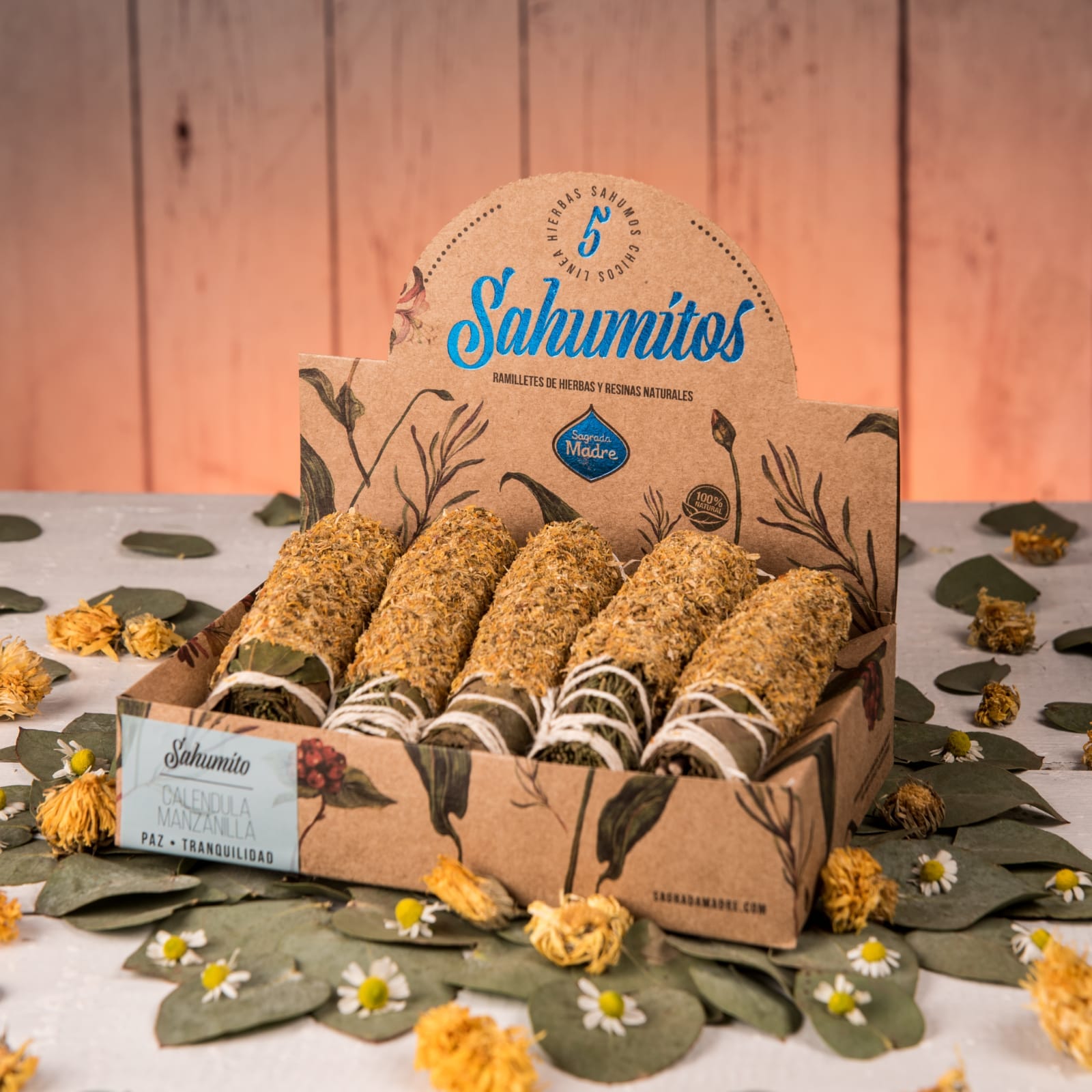 SAGRADA MADRE SAHUMITOS X 5 CALEDULA MANZANILLA