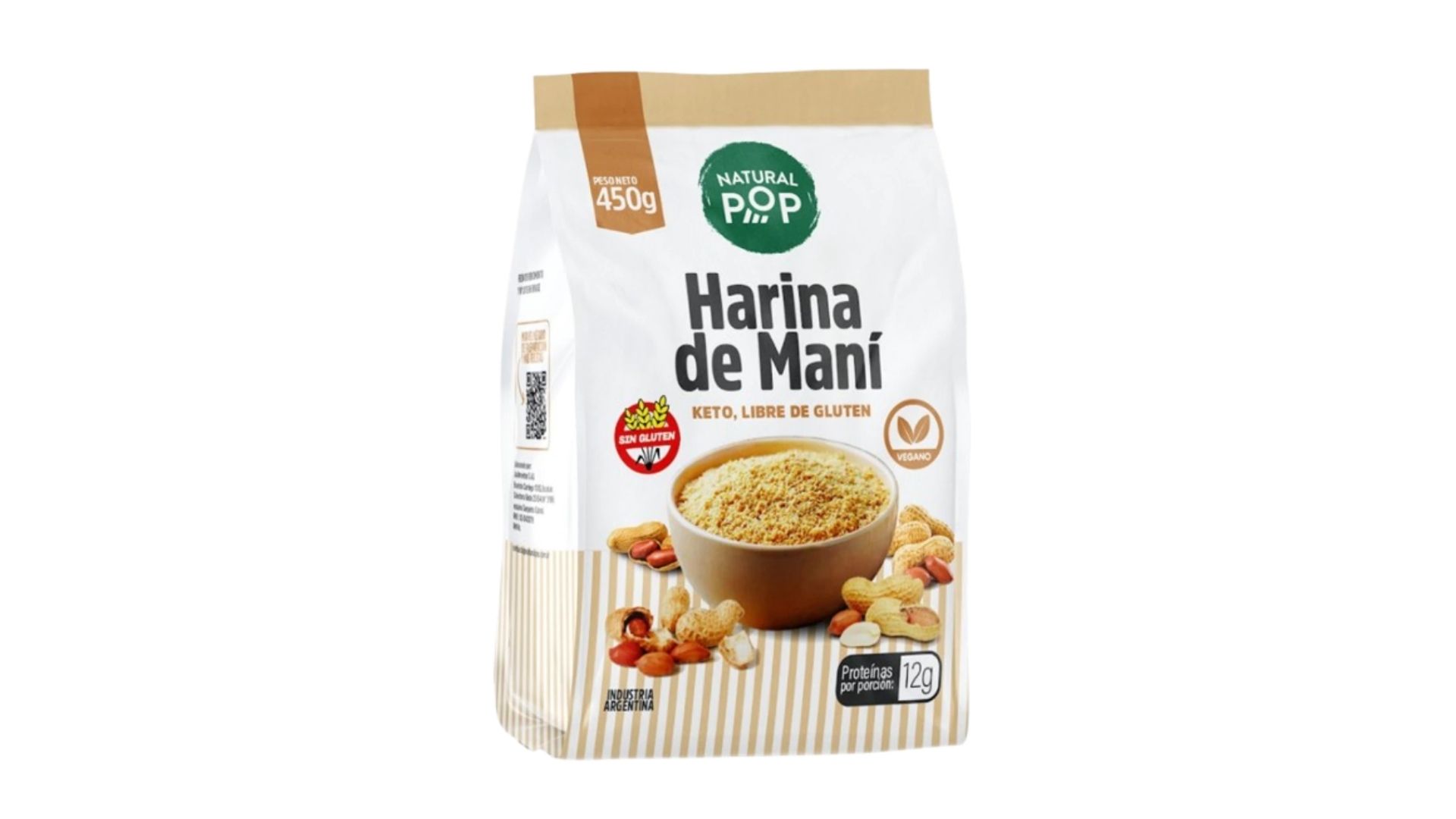 NATURAL POP HARINA DE MANI 450 GRS