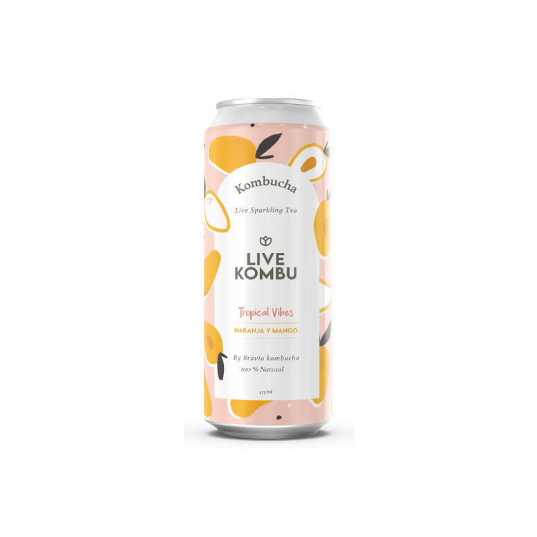 VIVET KOMBUCHA LATA NARANJA MANGO 473 ML