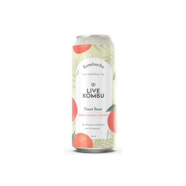VIVET KOMBUCHA LATA POMELO Y ROMERO 473 ML