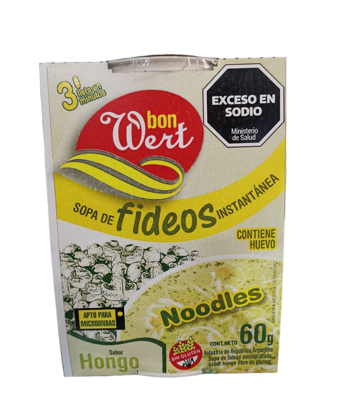 BON WERT SOPA DE FIDEOS SABOR HONGOS 60 GRS