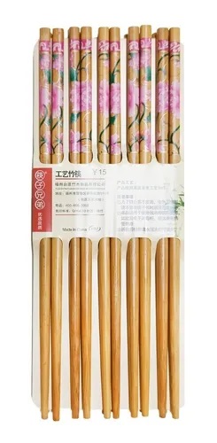 GOCHISO PALITOS REUTILIZABLES FLORES PEONIAS ROSA SET 10 PARES