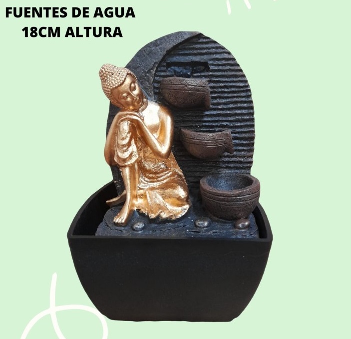 LLAMA SAGRADA FUENTE DE AGUA BUDA REPOSANDO 3 CAIDAS 18 CM