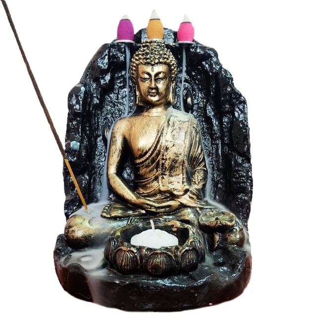 LLAMA SAGRADA CASCADA DE HUMO XL BUDA MEDITANDO