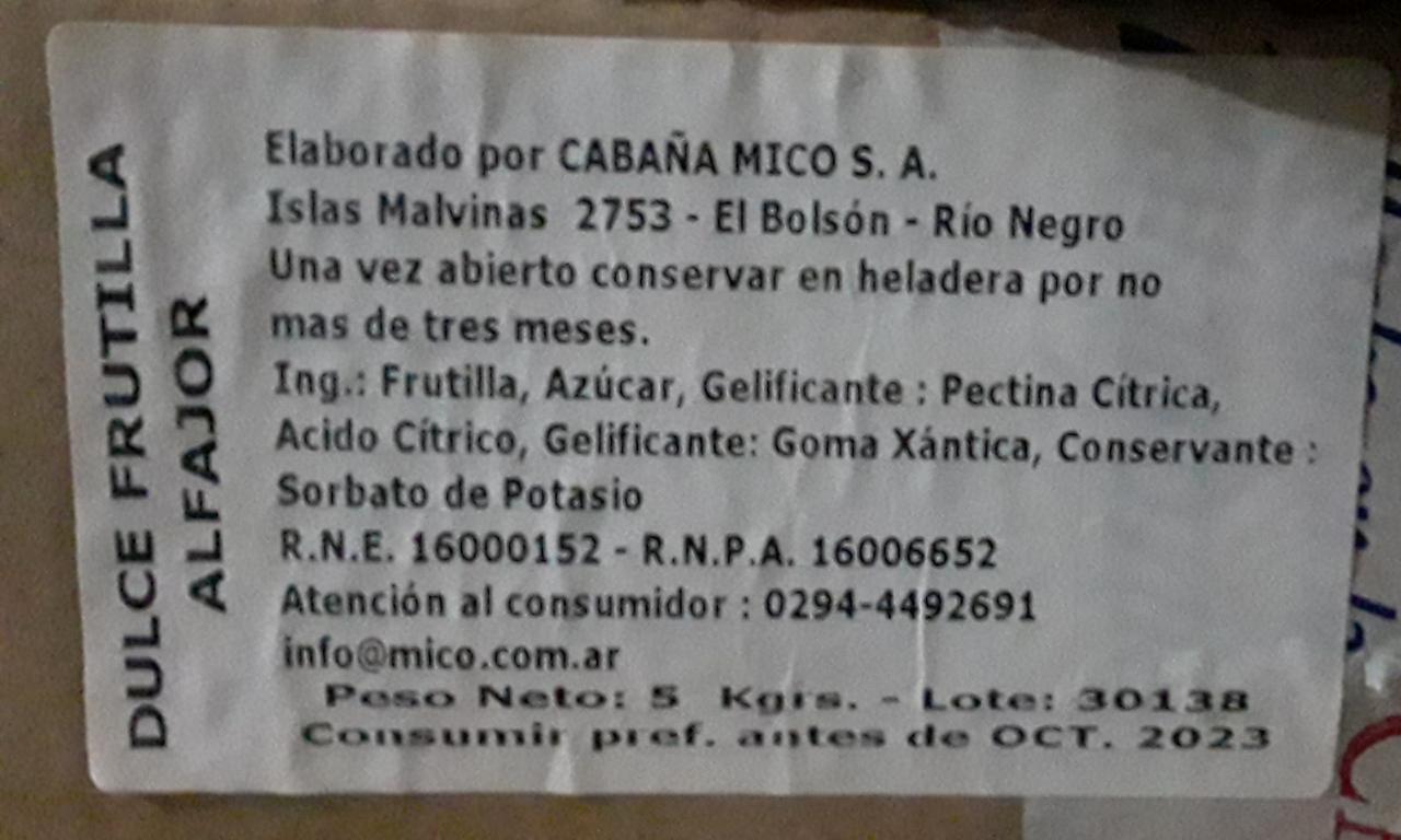 Cabañas Mico DULCE DE FRUTILLA 5 kg