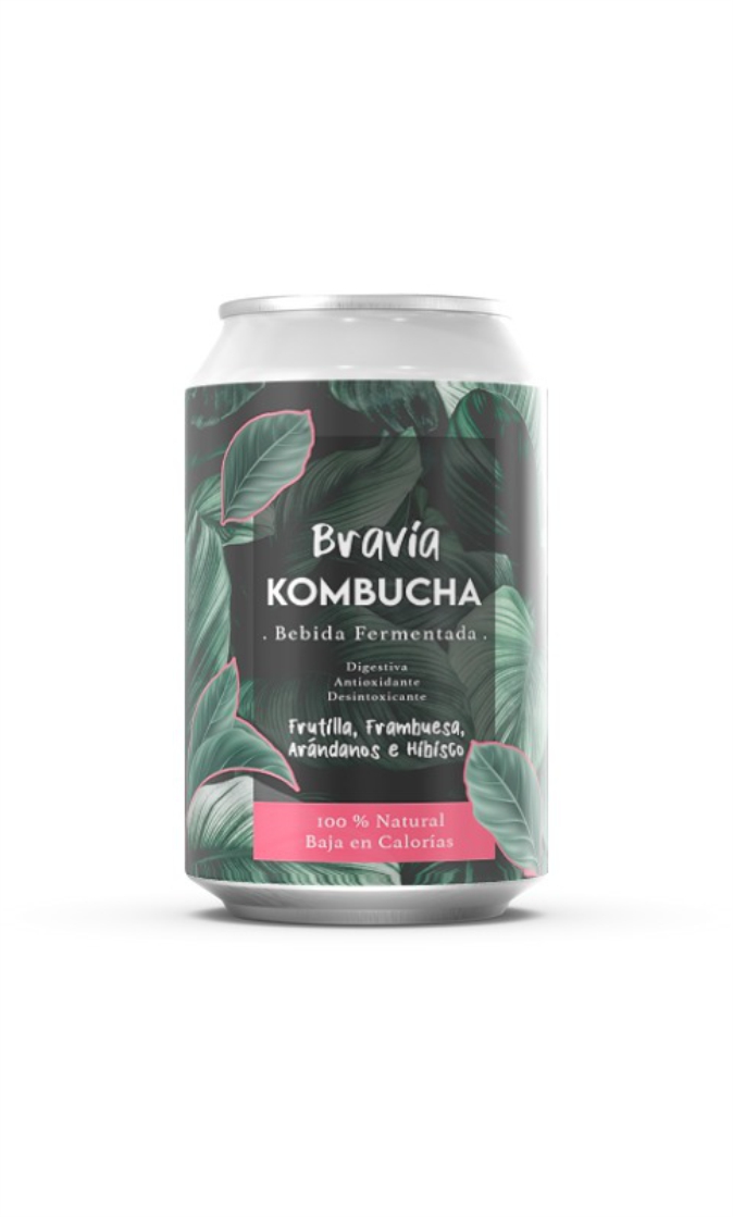 VIVET KOMBUCHA LATA FRUTOS ROJOS 473 ML